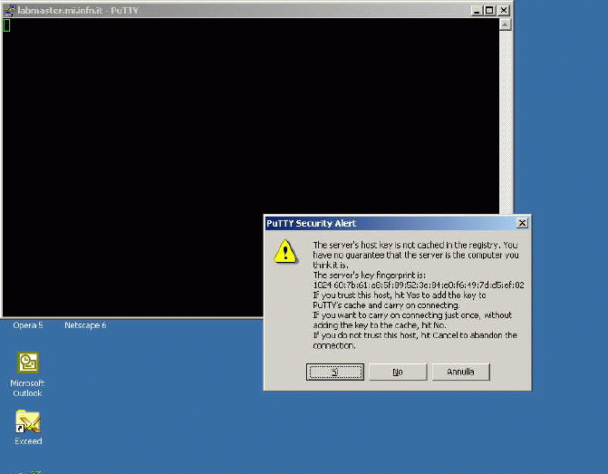 PuTTY confirmation menu