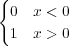 {
  0  x < 0
  1  x > 0