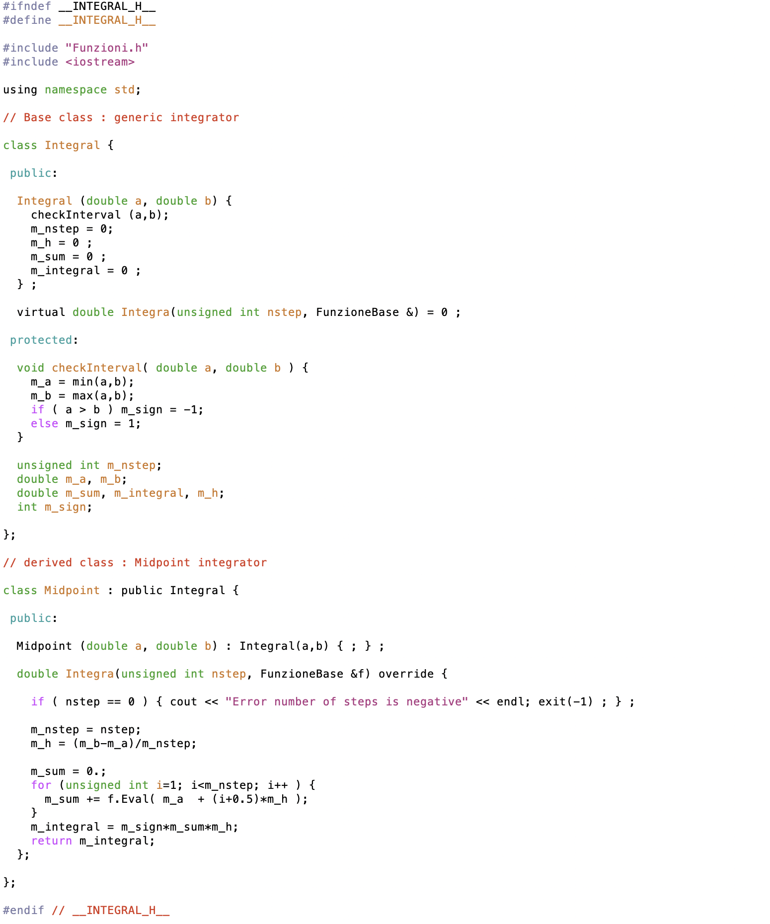 classe integratore header